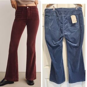 NWT Anthropologie The Icon Corduroy Flare Jeans by Pilcro Mid-Rise Blue Size 32